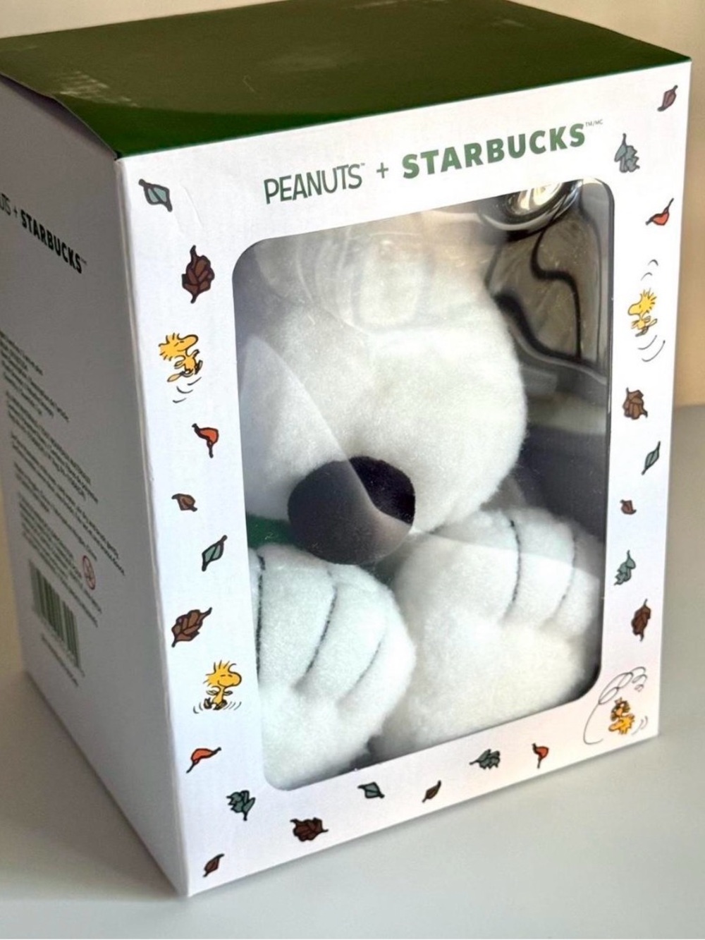 Starbucks White & Black Peanuts Snoopy Plush in Window Box